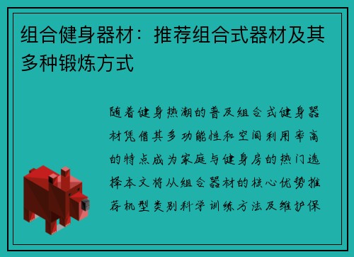 组合健身器材：推荐组合式器材及其多种锻炼方式
