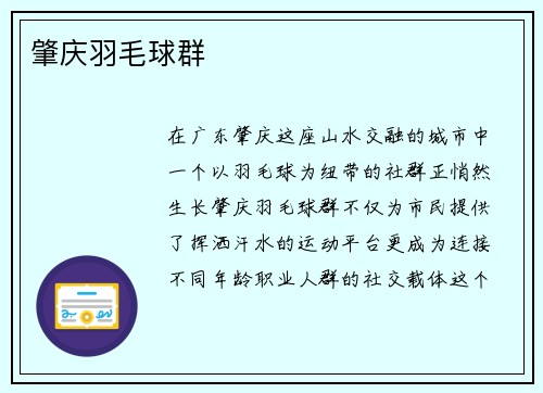 肇庆羽毛球群